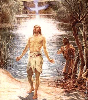 John baptizes Jesus in the River Jordan