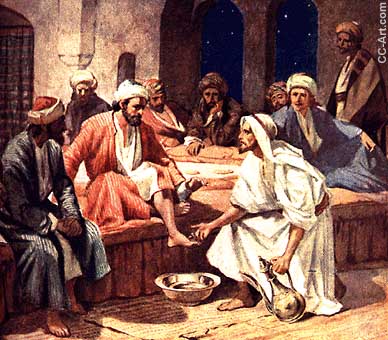 Jesus washes the feet of His disciples